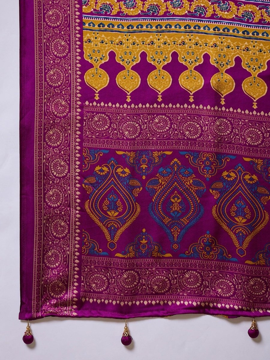 Modal Wine Printed Saree | EZB GF02 LUX 24004 - EZBER