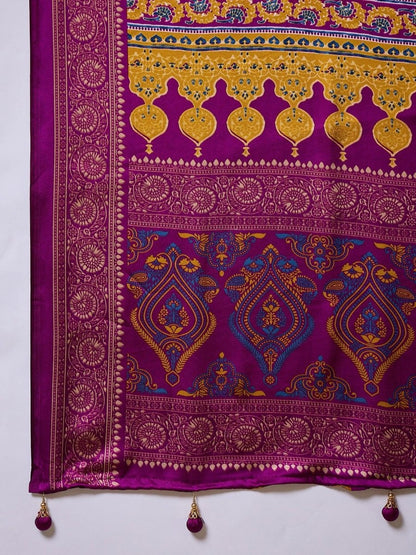 Modal Wine Printed Saree | EZB GF02 LUX 24004 - EZBER