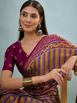 Modal Wine Ajrakh Print Saree | EZB GF02 LUX 24004