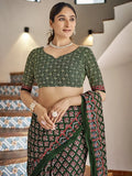 Multi Colour Mulmul Cottons Saree With Blouse Piece - EZBER