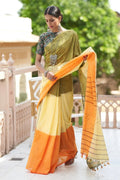 Multicolor Mulmul Cotton Saree - EZBER