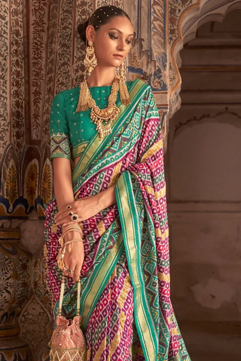 Multicolour Patola Saree - EZBER