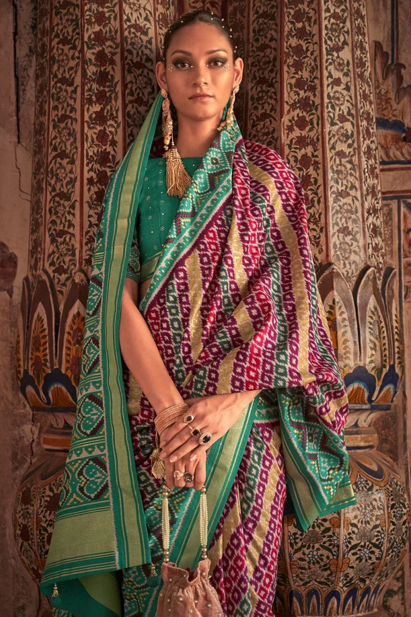 Multicolour Patola Saree - EZBER