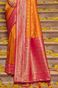Mustard Banarasi Silk Saree With Blouse Piece - EZBER