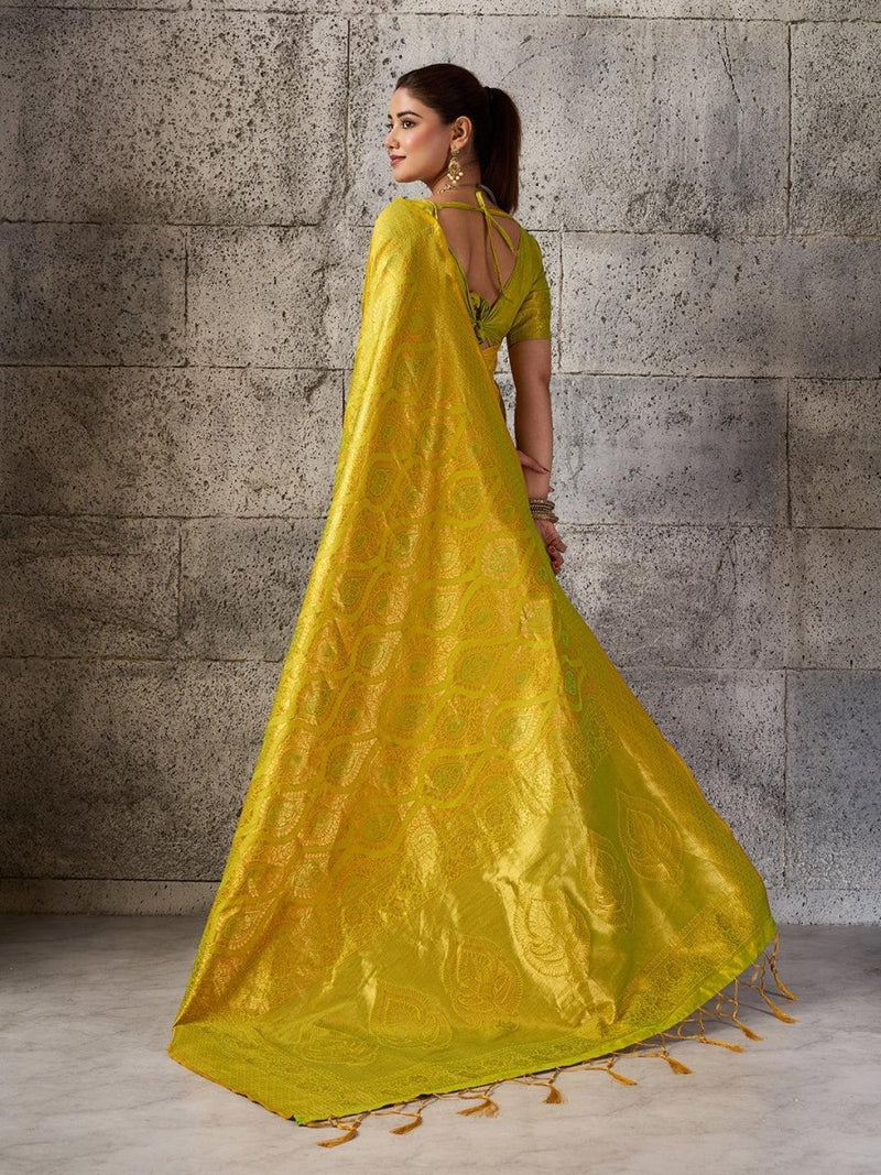 Mustard Kanjivaram Silk Blend Brocade Saree | EZB SI04 SUPRS1001 - EZBER