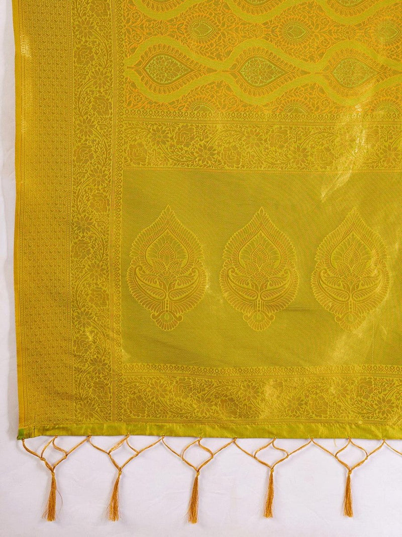 Mustard Kanjivaram Silk Blend Brocade Saree | EZB SI04 SUPRS1001 - EZBER