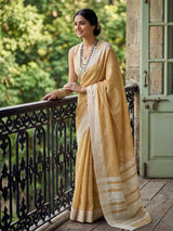 Mustard Linen Cotton Handloom Saree | EZB SI04 SU1004