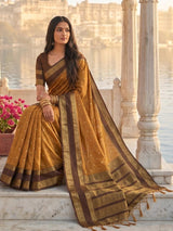 Mustard Silk Blend Handloom Saree | EZB SI04 SUKAS1003