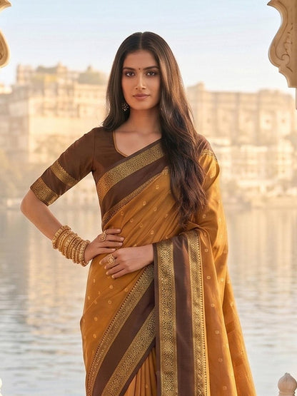 Mustard Silk Blend Handloom Saree | EZB SI04 SUKAS1003 - EZBER