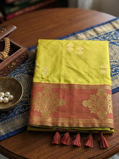 Mustard Silk Blend Handloom Saree | EZB SI04 SUMER1004 - EZBER