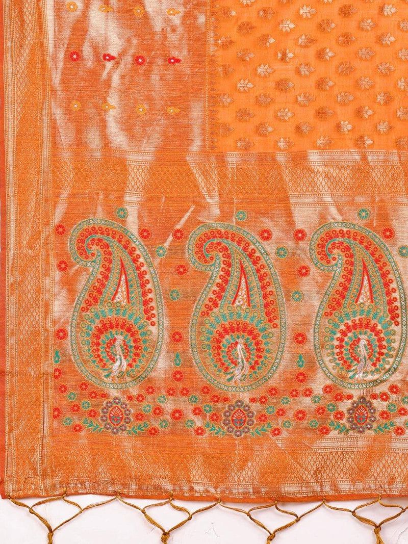 Mustrad Linen Cotton Saree With Blouse Piece - EZBER