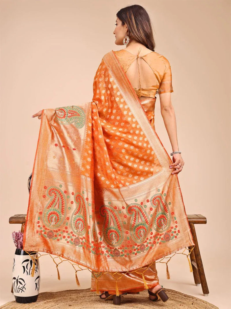 Mustrad Linen Cotton Saree With Blouse Piece - EZBER