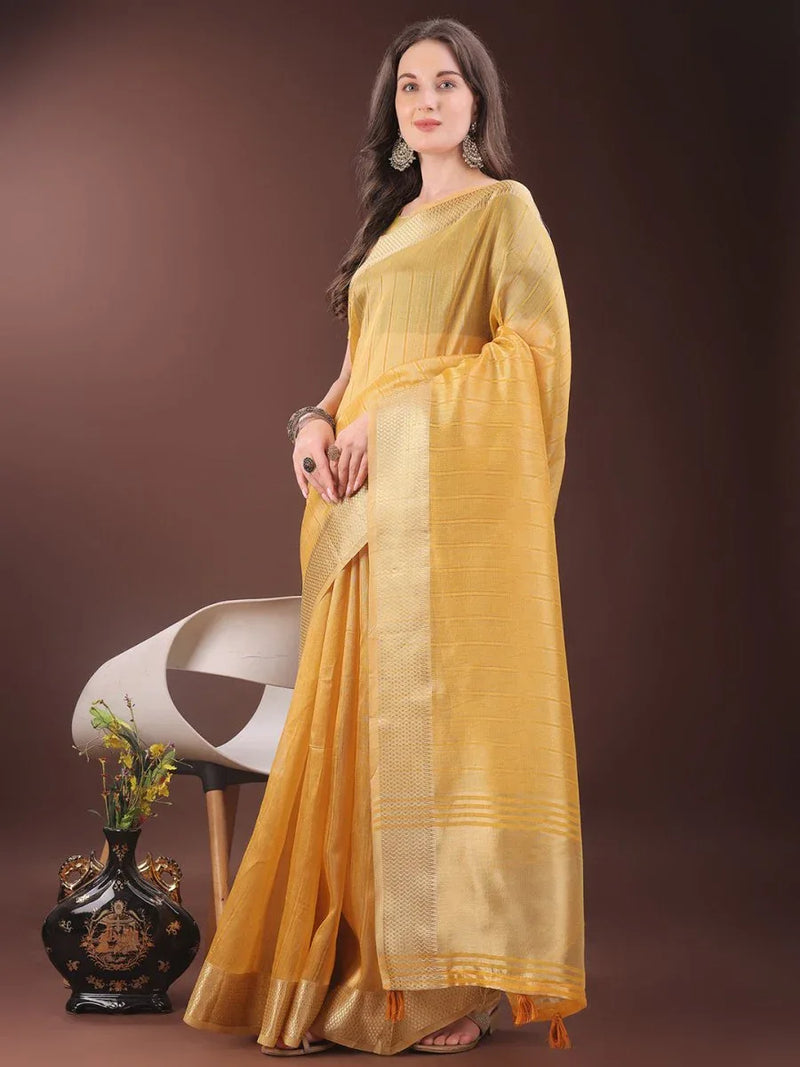 Mustrad Organza Saree With Blouse Piece - EZBER