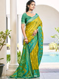 Mustrad Yellow POORVIKA SILK VOL 1 Pochampalli Silk Saree with Blouse Piece - EZBER