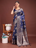 Navy Banarasi Silk Brocade Saree | EZB SI04 ASSIL1005