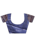 Navy Blue Linen Cotton Saree With Blouse Piece - EZBER