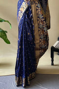 Navy Blue Silk Saree - EZBER