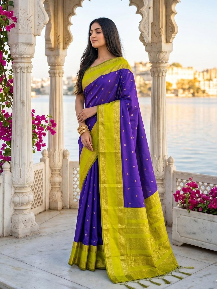 Navy Silk Blend Handloom Saree | EZB SI04 SUKAS1005 - EZBER