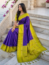 Navy Silk Blend Handloom Saree | EZB SI04 SUKAS1005