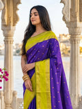 Navy Silk Blend Handloom Saree | EZB SI04 SUKAS1005 - EZBER