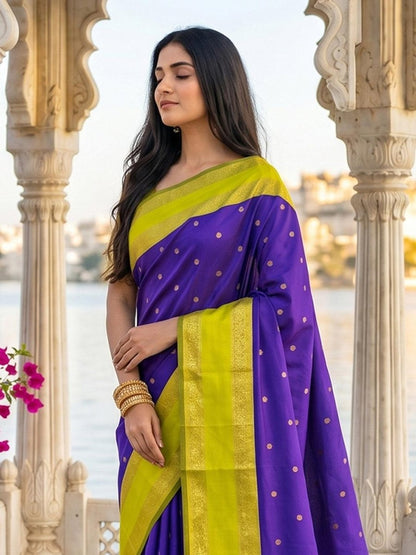 Navy Silk Blend Handloom Saree | EZB SI04 SUKAS1005 - EZBER
