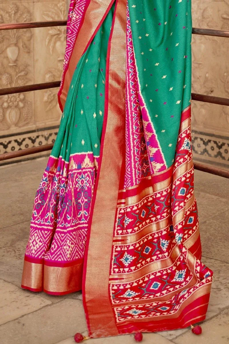 Ocean Blue Patola Saree - EZBER