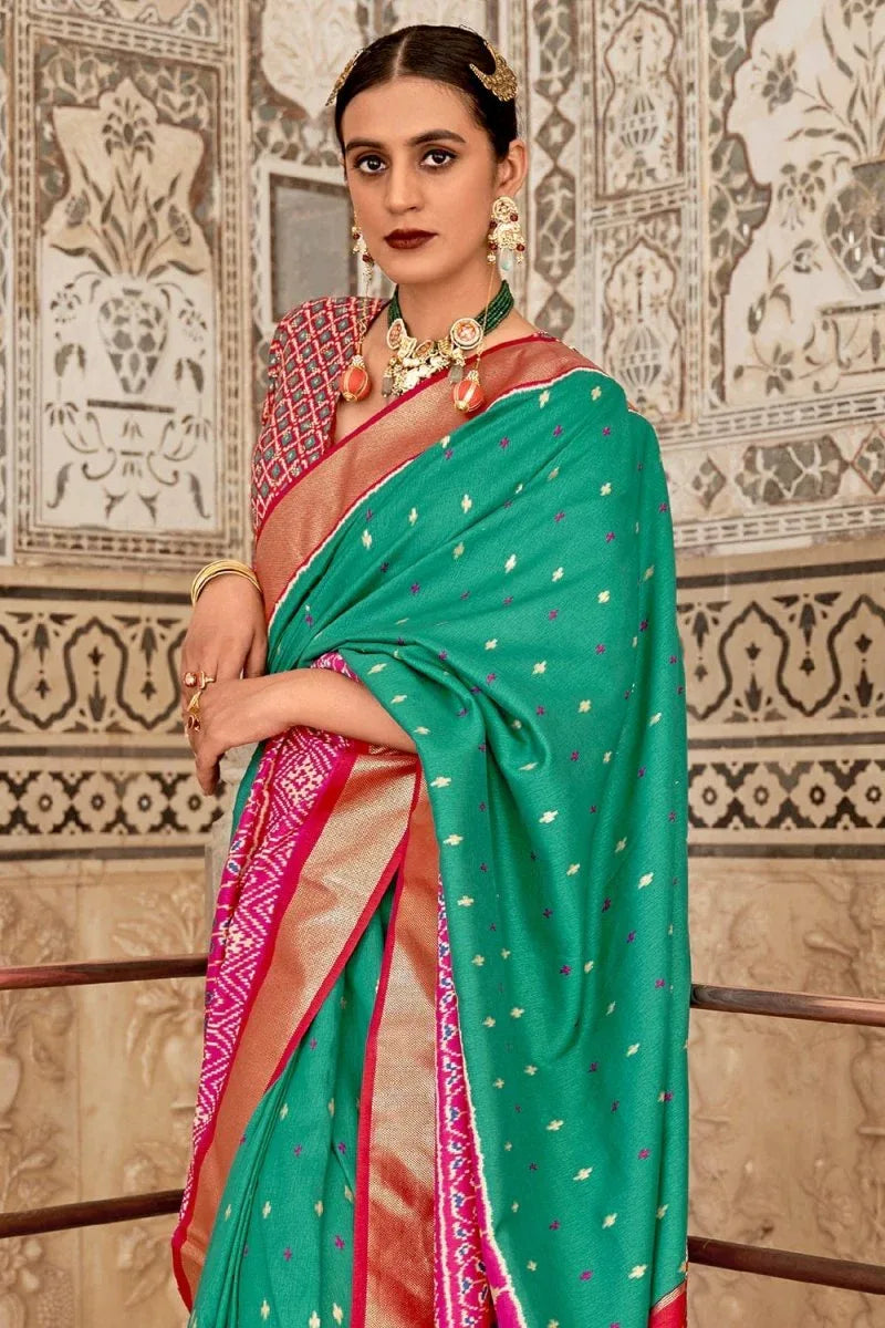 Ocean Blue Patola Saree - EZBER