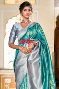 Ocean Green Banarasi Saree - EZBER