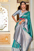 Ocean Green Banarasi Saree - EZBER