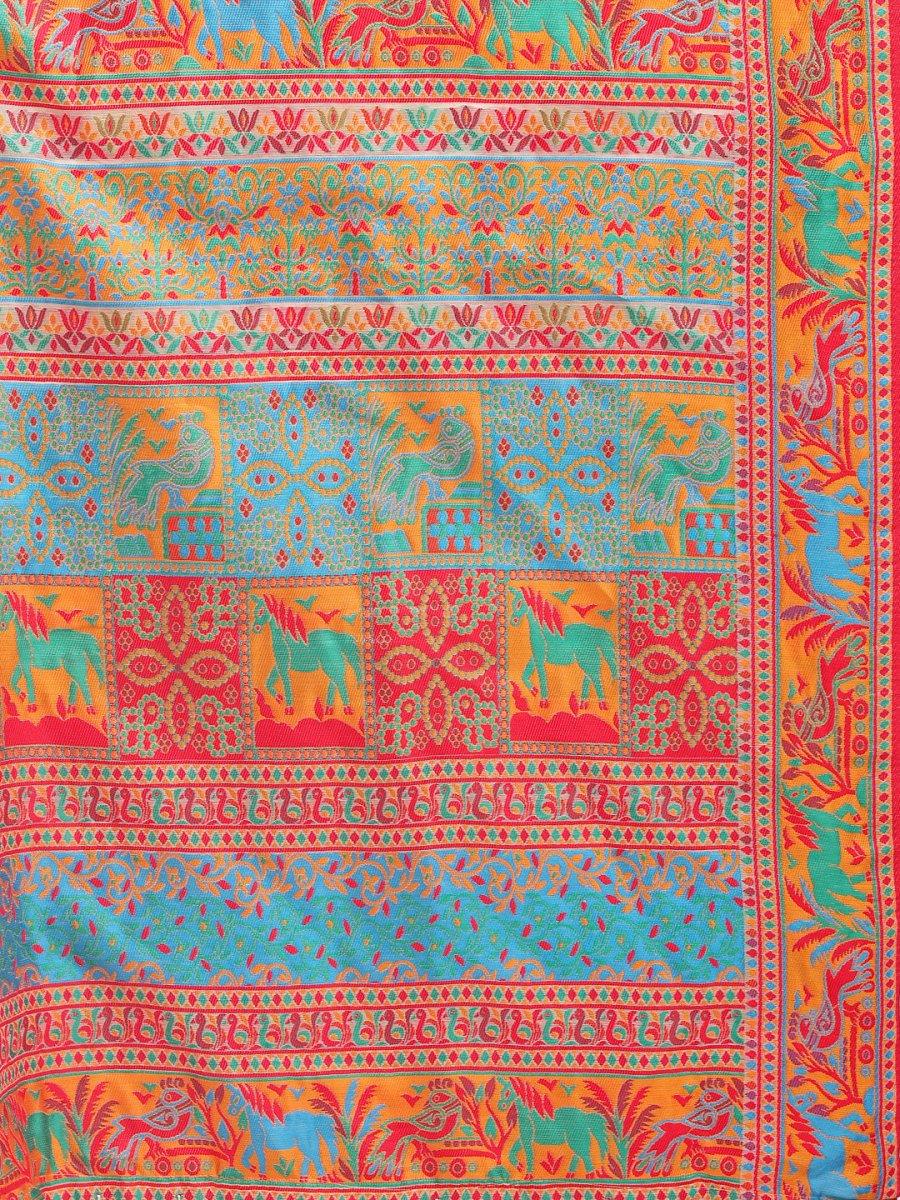 Off White Linen Cotton Saree With Blouse Piece - EZBER