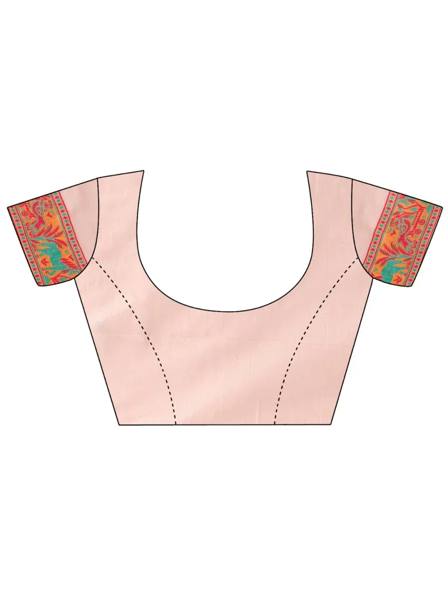 Off White Linen Cotton Saree With Blouse Piece - EZBER