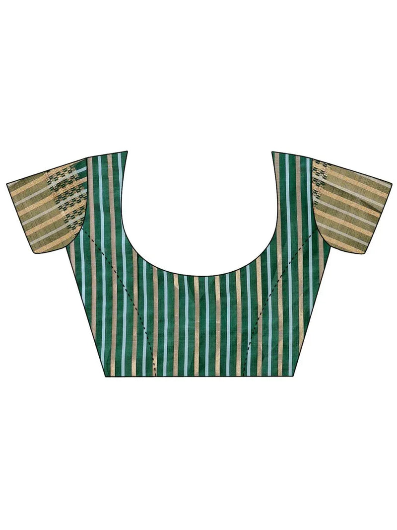 Olive Green Organza Saree With Blouse Piece - EZBER