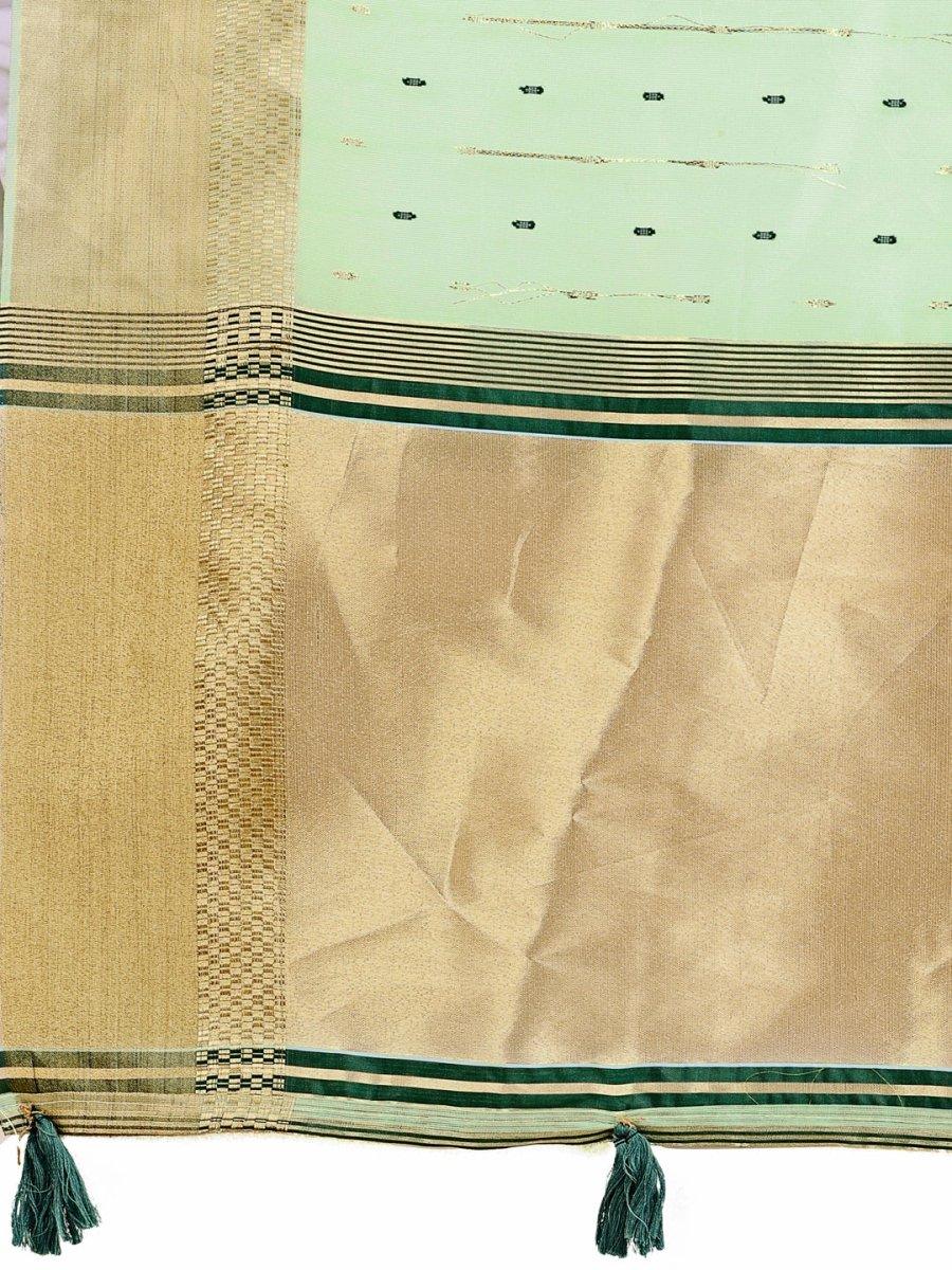 Olive Green Organza Saree With Blouse Piece - EZBER