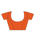 Orange And Blue Mulmul Cottons Saree With Blouse Piece - EZBER