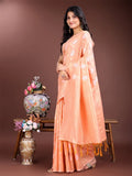 Orange Cotton Saree With Blouse Piece - EZBER