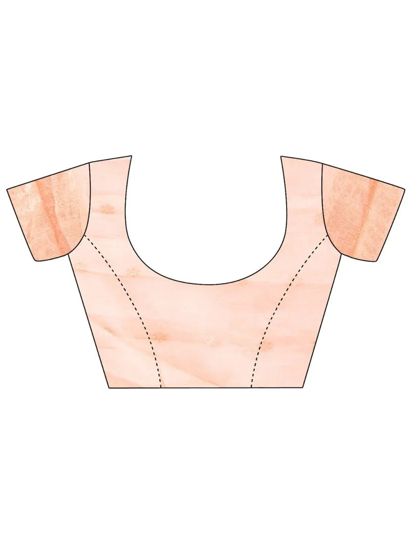 Orange Cotton Saree With Blouse Piece - EZBER