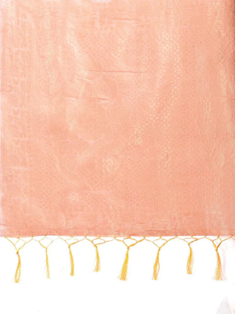 Orange Cotton Saree With Blouse Piece - EZBER