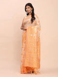 Orange Linen Cotton Saree With Blouse Piece - EZBER