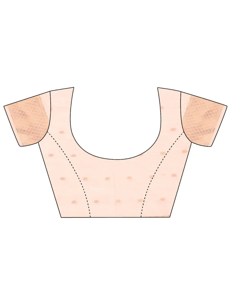 Orange Linen Cotton Saree With Blouse Piece - EZBER