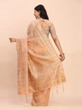 Orange Linen Cotton Saree With Blouse Piece - EZBER