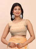 Orange Linen Cotton Saree With Blouse Piece - EZBER