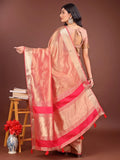 Orange Organza Saree With Blouse Piece - EZBER
