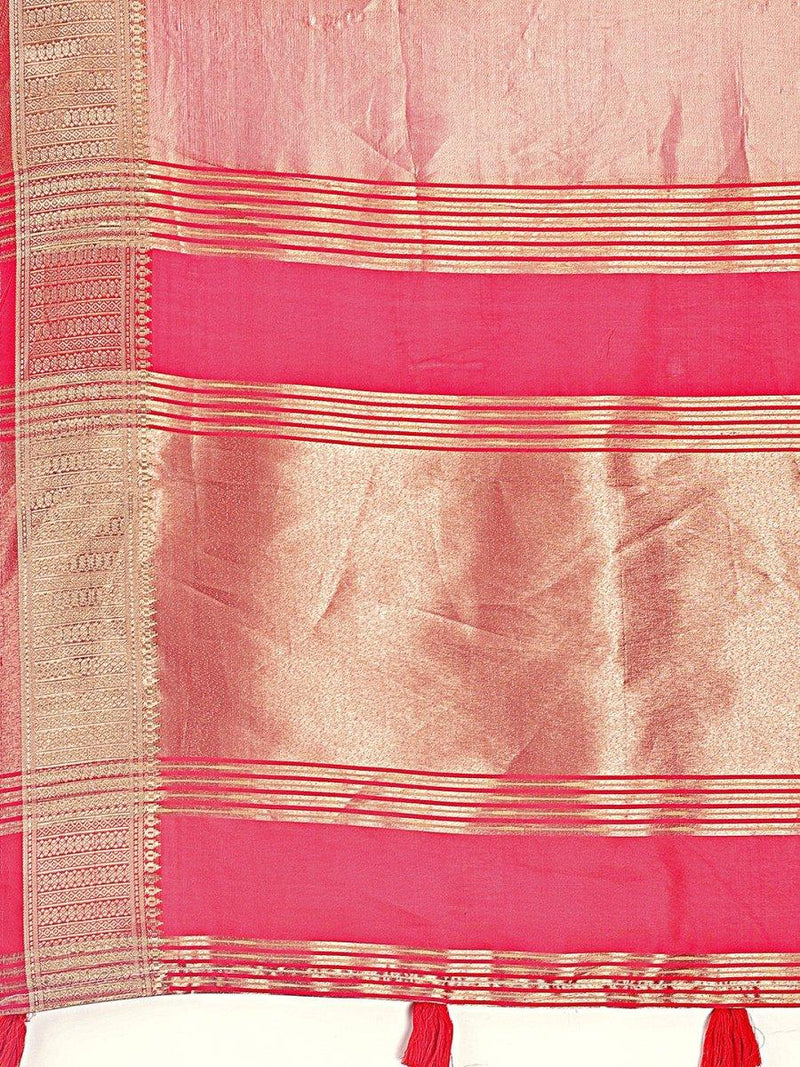 Orange Organza Saree With Blouse Piece - EZBER