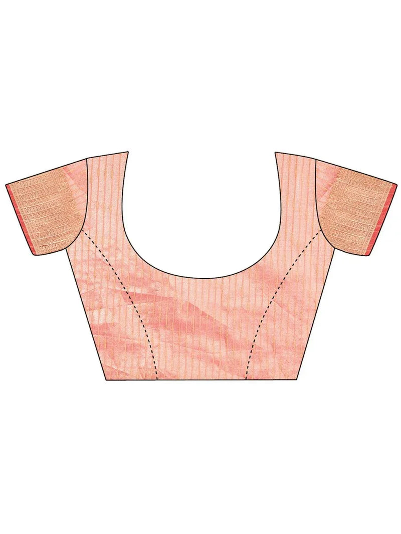 Orange Organza Saree With Blouse Piece - EZBER