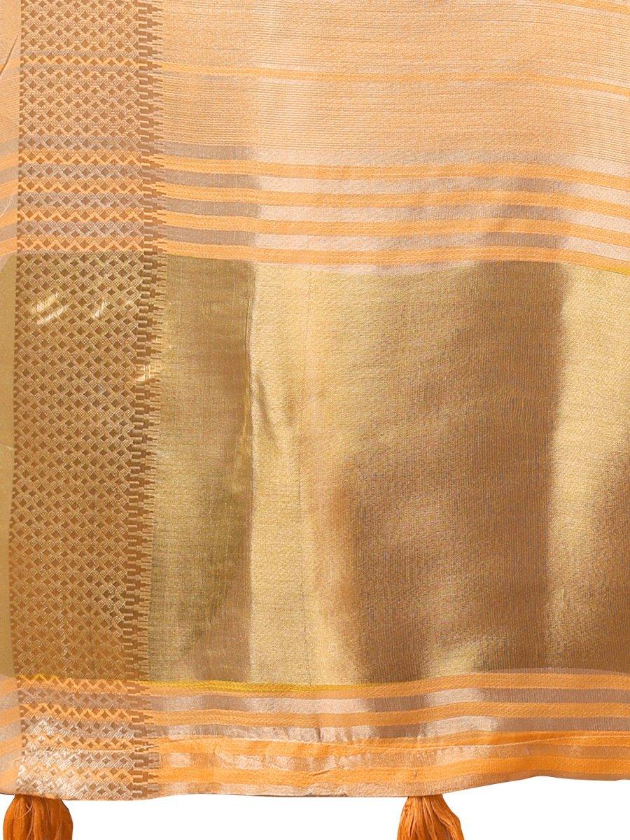 Orange Organza Saree With Blouse Piece - EZBER