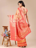Orange & Red Banarasi Silk Saree With Blouse Piece - EZBER
