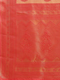 Orange & Red Banarasi Silk Saree With Blouse Piece - EZBER