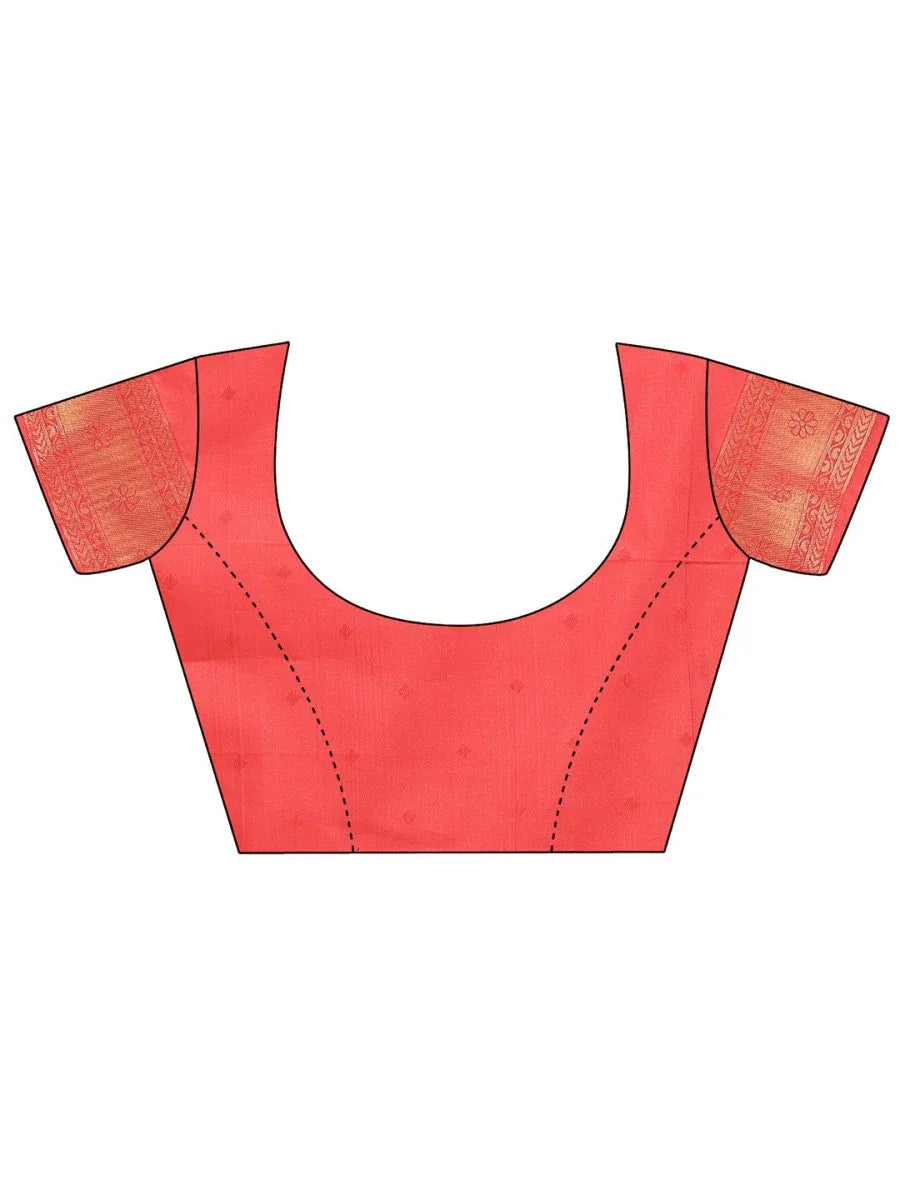 Orange & Red Banarasi Silk Saree With Blouse Piece - EZBER