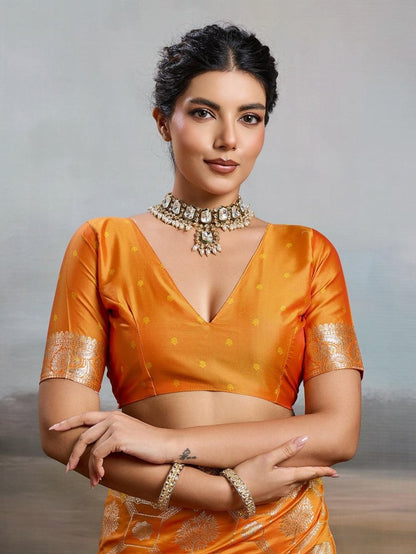 Orange Silk Blend Handloom Saree | EZB SI04 SURJW2003 - EZBER