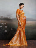 Orange Silk Blend Handloom Saree | EZB SI04 SURJW2003